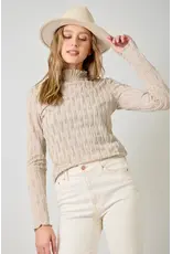 MYSTREE LSLV LETTUCE EDGE TEXTURED TOP