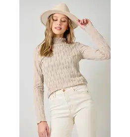 MYSTREE LSLV LETTUCE EDGE TEXTURED TOP