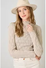 MYSTREE LSLV LETTUCE EDGE TEXTURED TOP