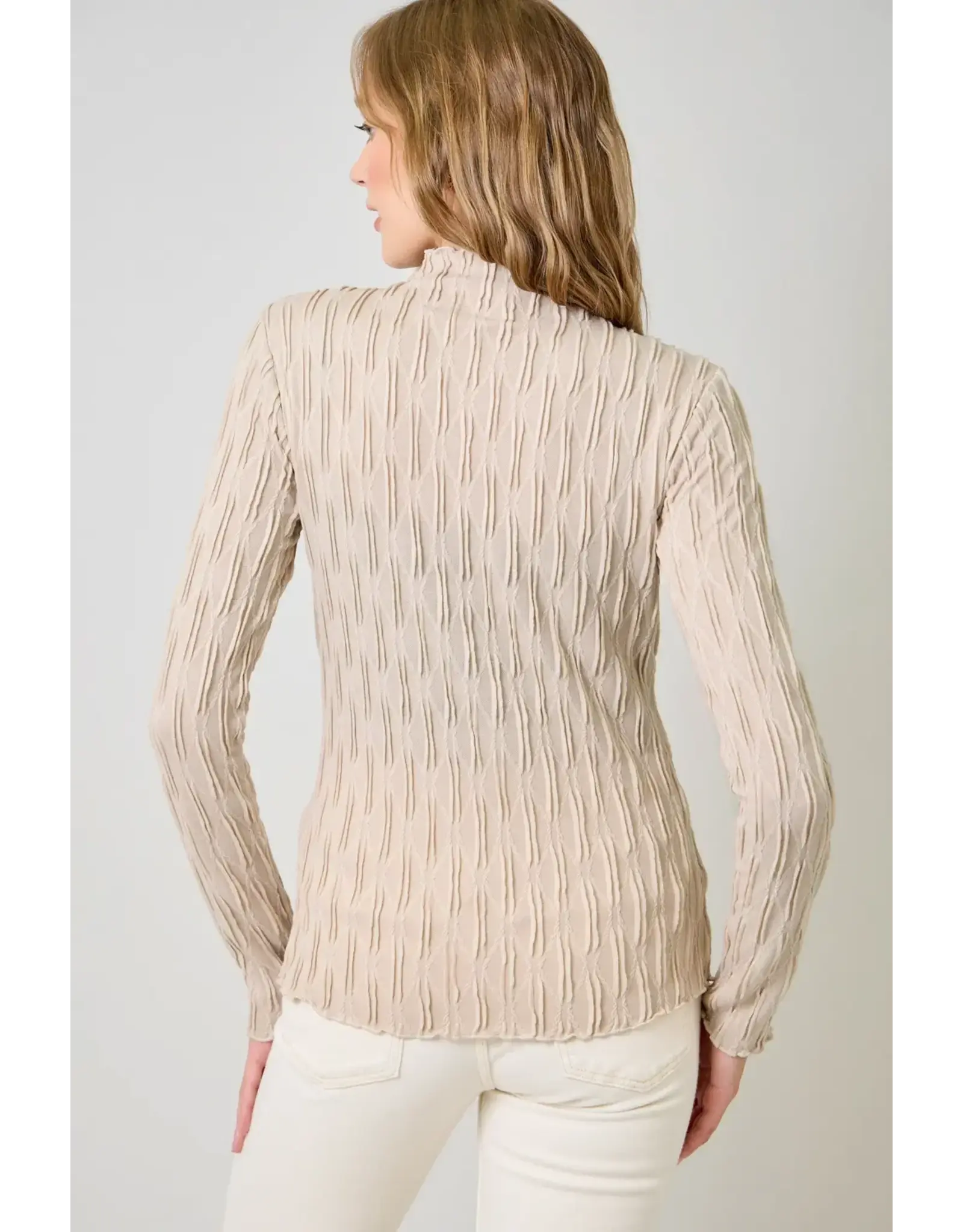 MYSTREE LSLV LETTUCE EDGE TEXTURED TOP