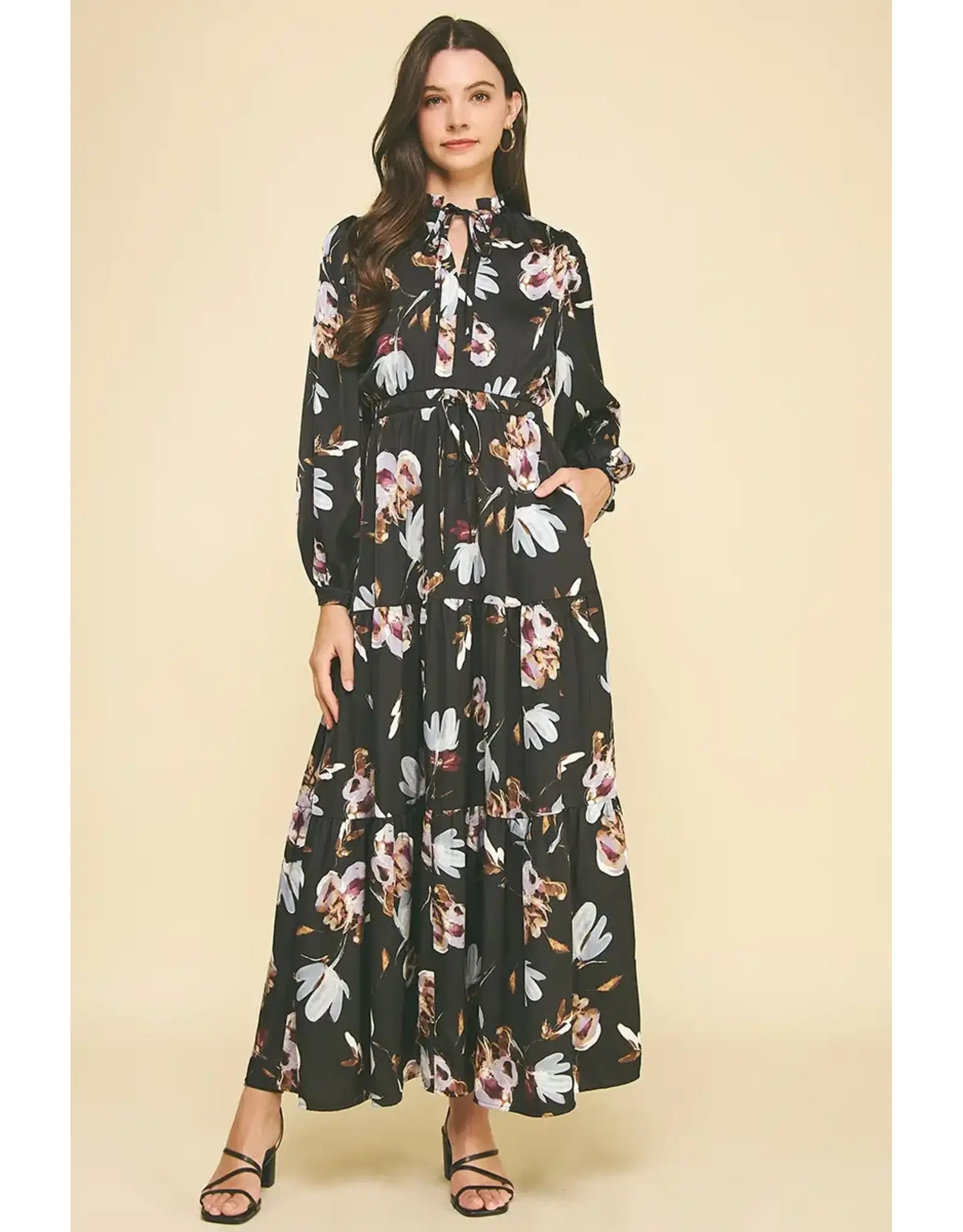 FLORAL LSLV TIERED MAXI