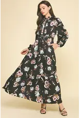 FLORAL LSLV TIERED MAXI