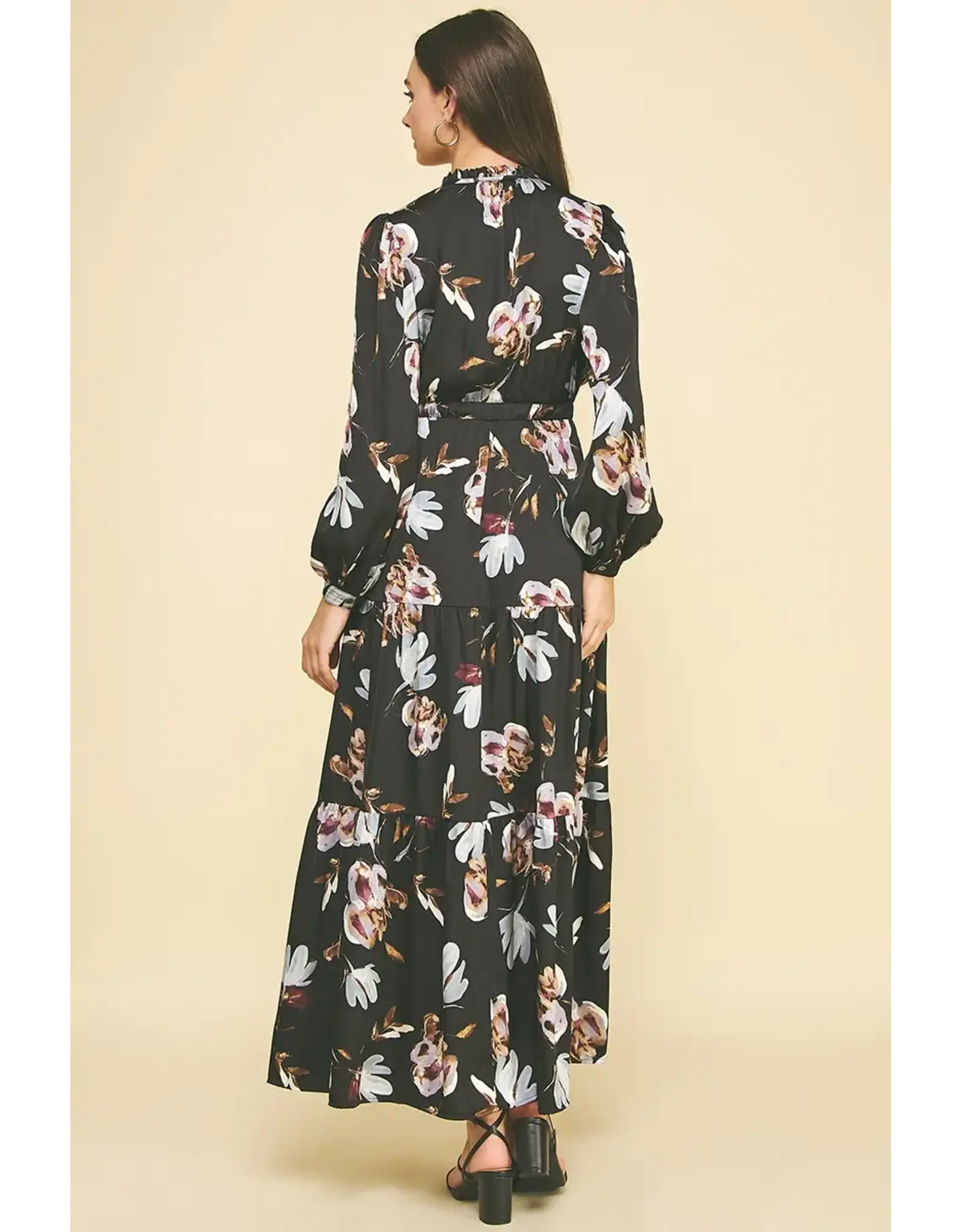 FLORAL LSLV TIERED MAXI