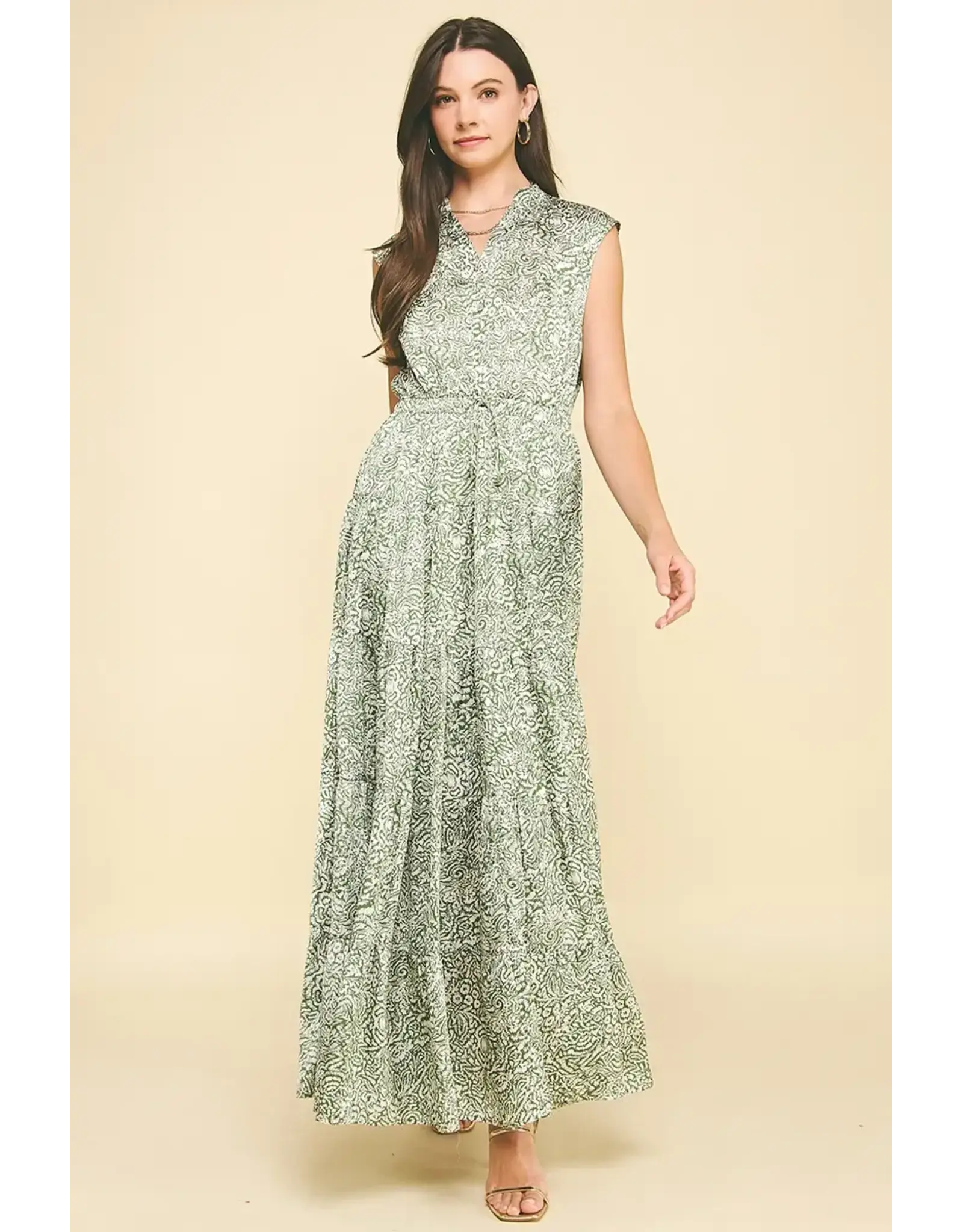 PRINT TIERED MAXI DRESS