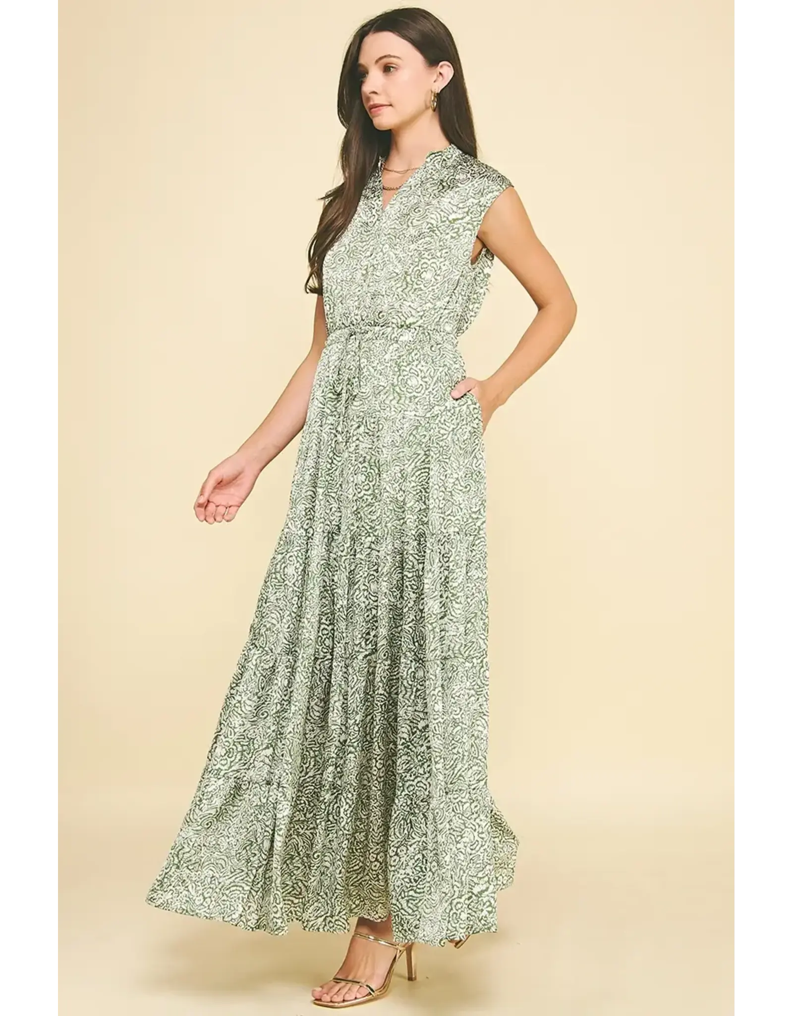PRINT TIERED MAXI DRESS