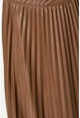 MYSTREE PLEATED VEGAN LEATHER MIDI SKIRT