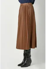 MYSTREE PLEATED VEGAN LEATHER MIDI SKIRT