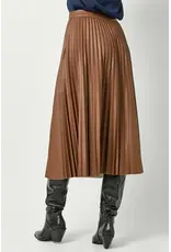 MYSTREE PLEATED VEGAN LEATHER MIDI SKIRT