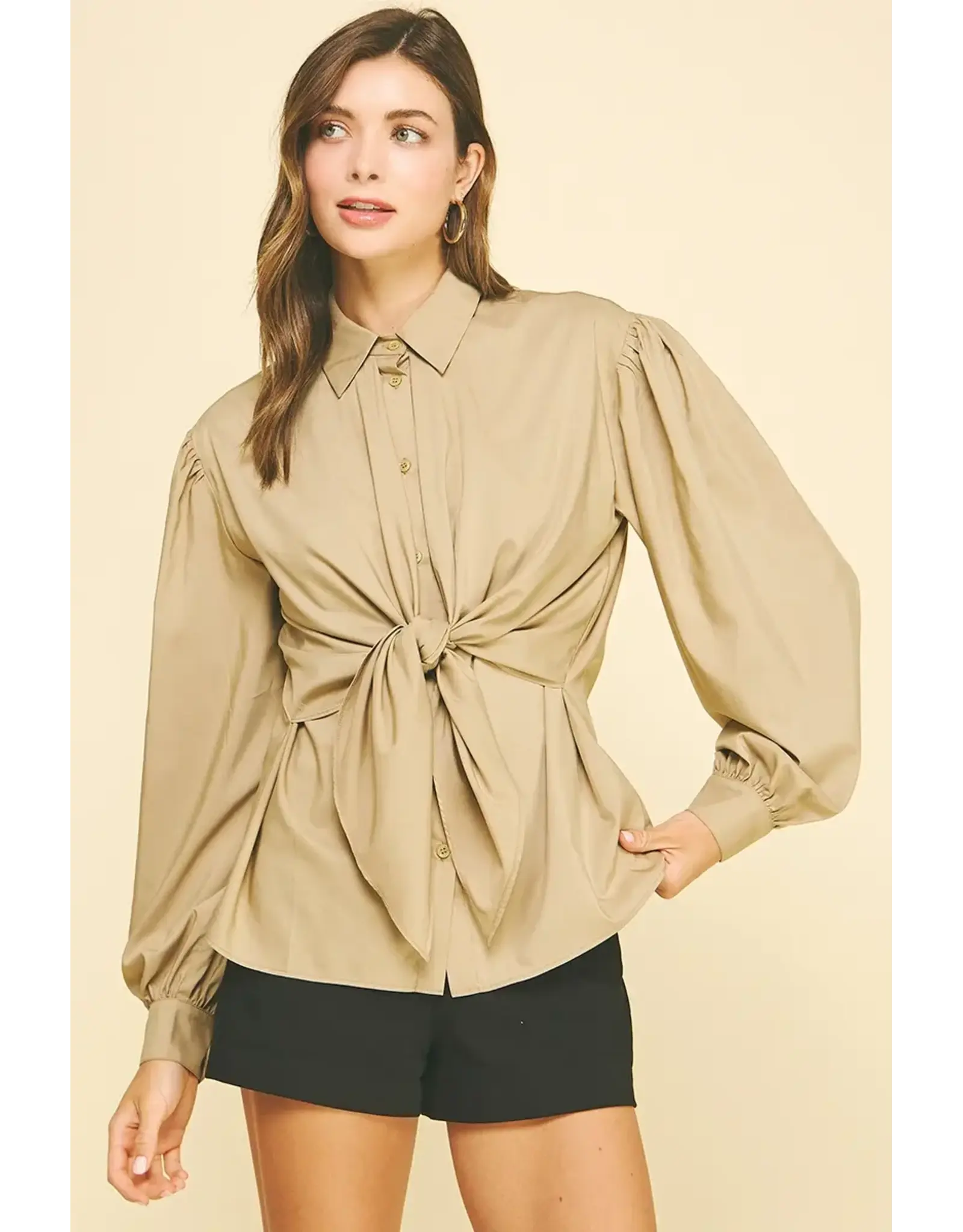 FRONT TIE DETAILED SHIRT