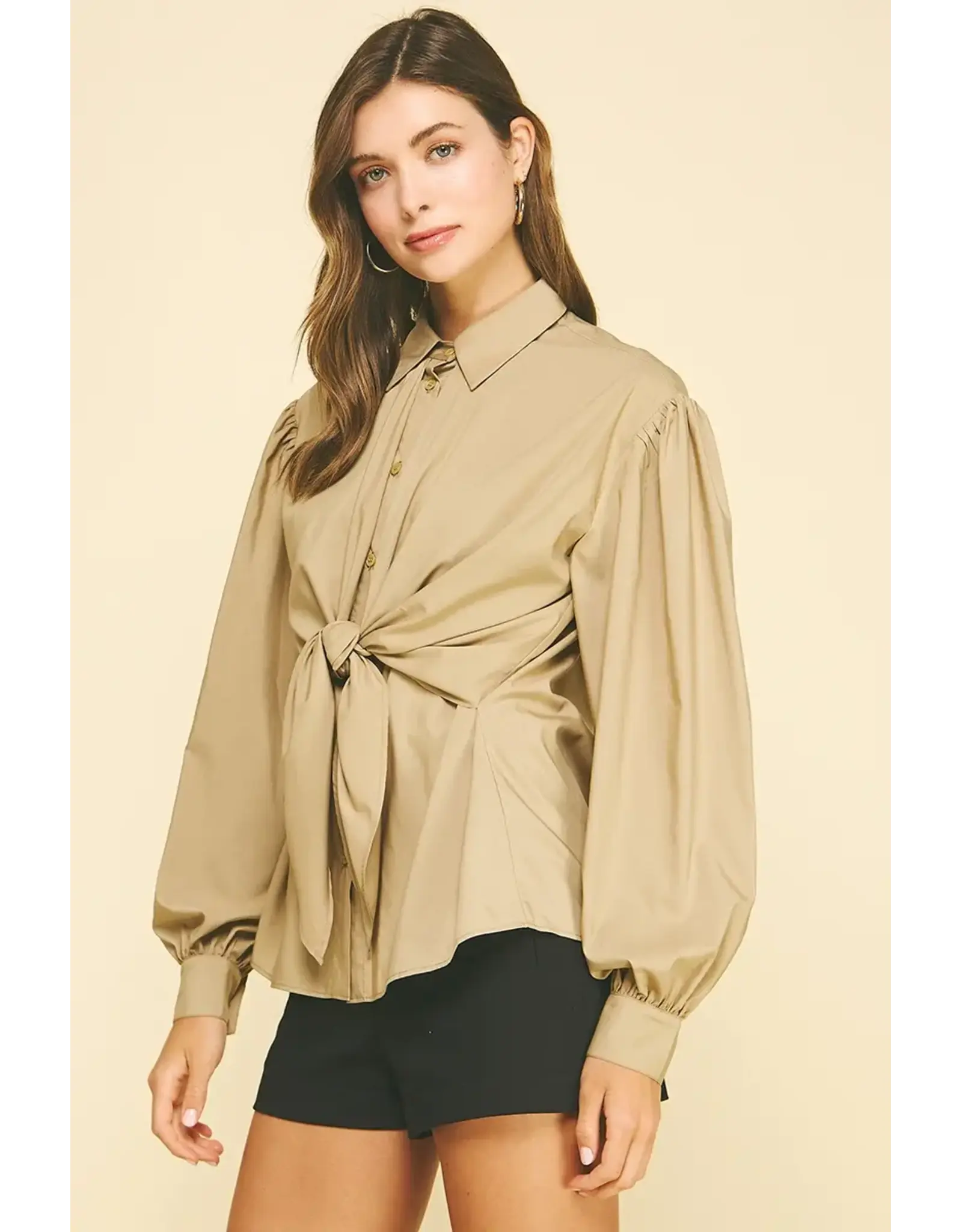 FRONT TIE DETAILED SHIRT