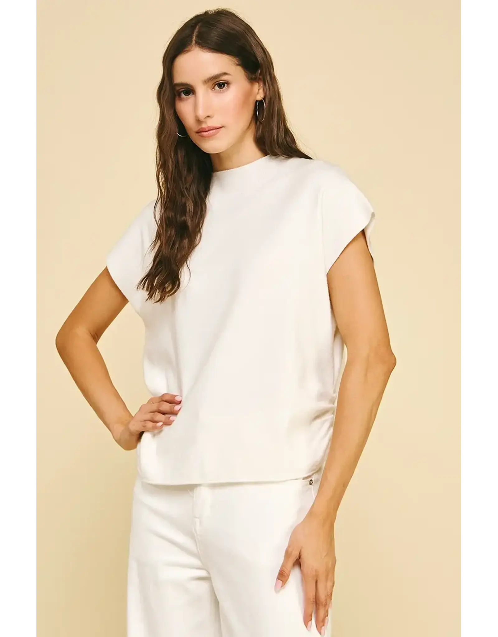 SWEATER VEST W/SHIRRING DETAIL