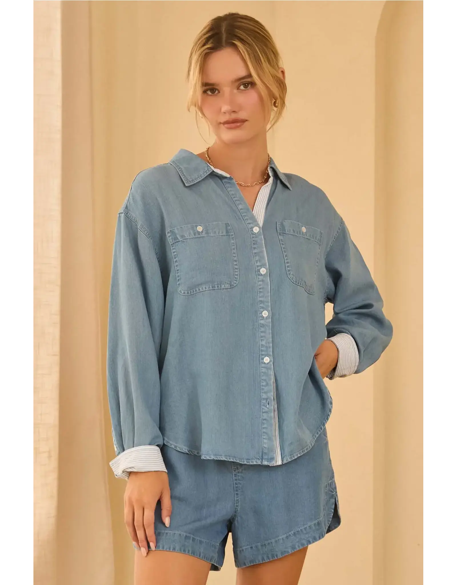 WASHED TENCEL BUTTON UP SHIRT