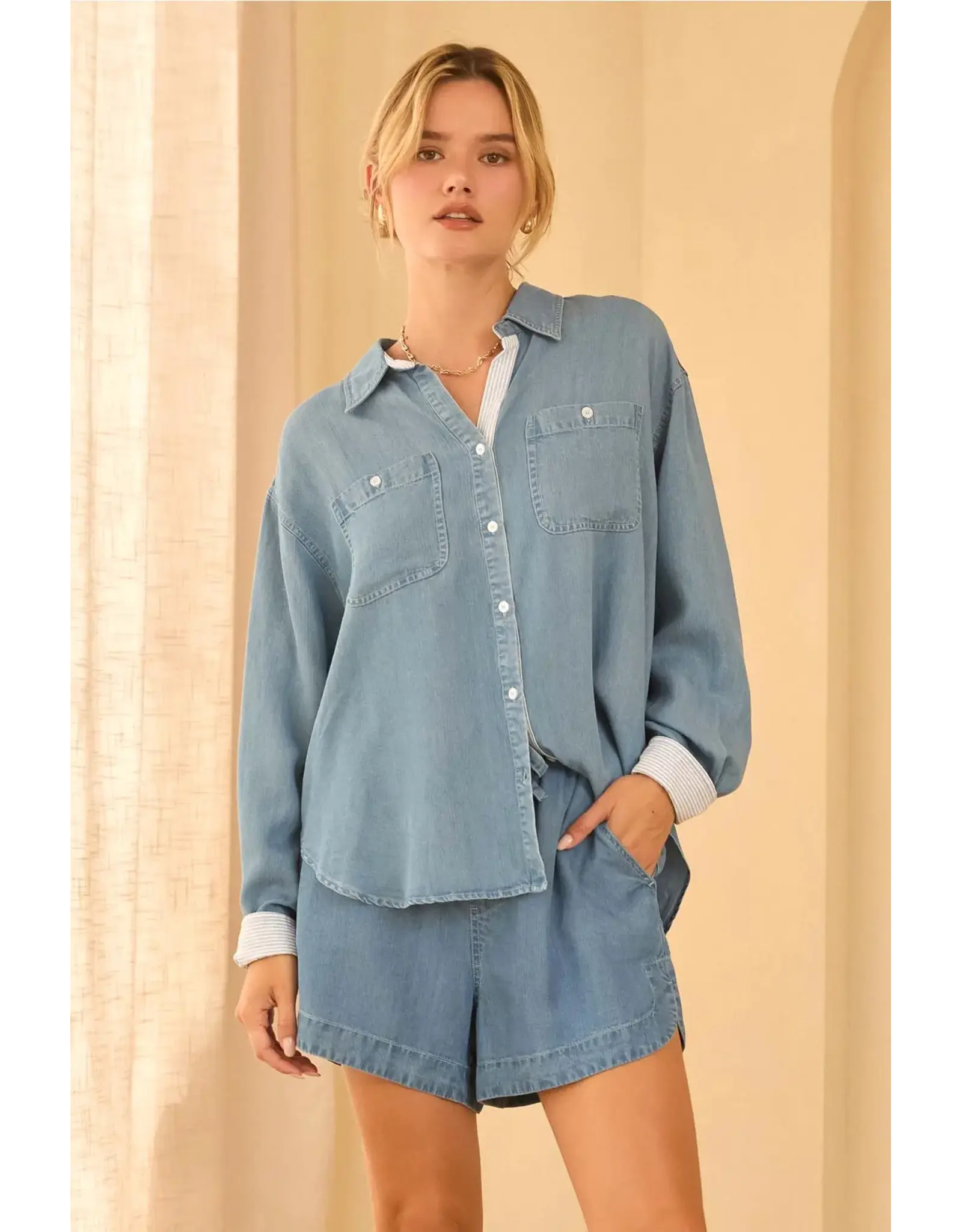 WASHED TENCEL BUTTON UP SHIRT