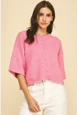 BUTTON DOWN SSLV SWEATER