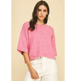 BUTTON DOWN SSLV SWEATER