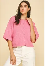 BUTTON DOWN SSLV SWEATER