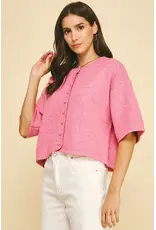 BUTTON DOWN SSLV SWEATER