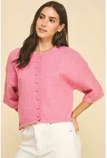 BUTTON DOWN SSLV SWEATER