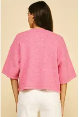 BUTTON DOWN SSLV SWEATER