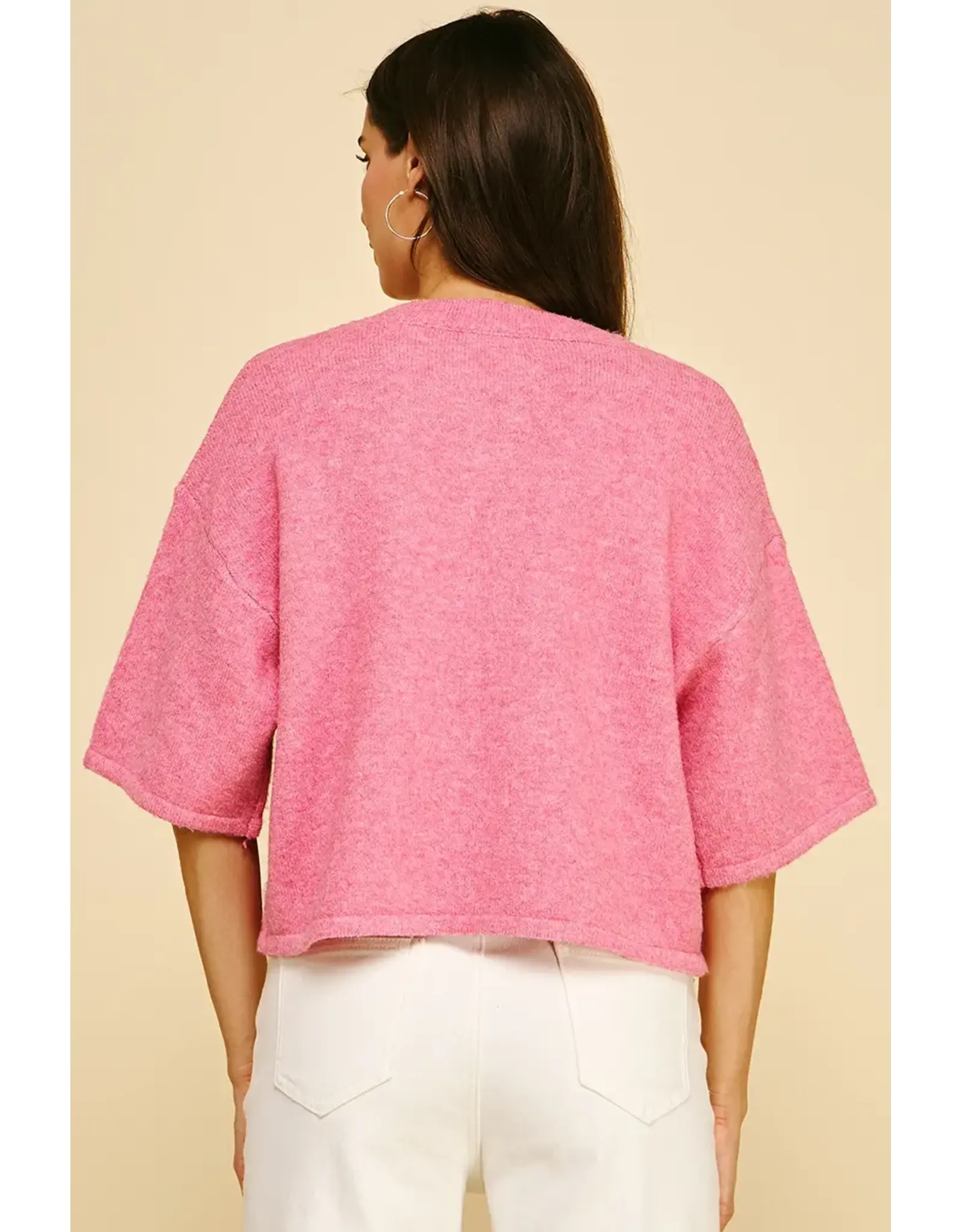 BUTTON DOWN SSLV SWEATER