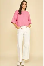 BUTTON DOWN SSLV SWEATER