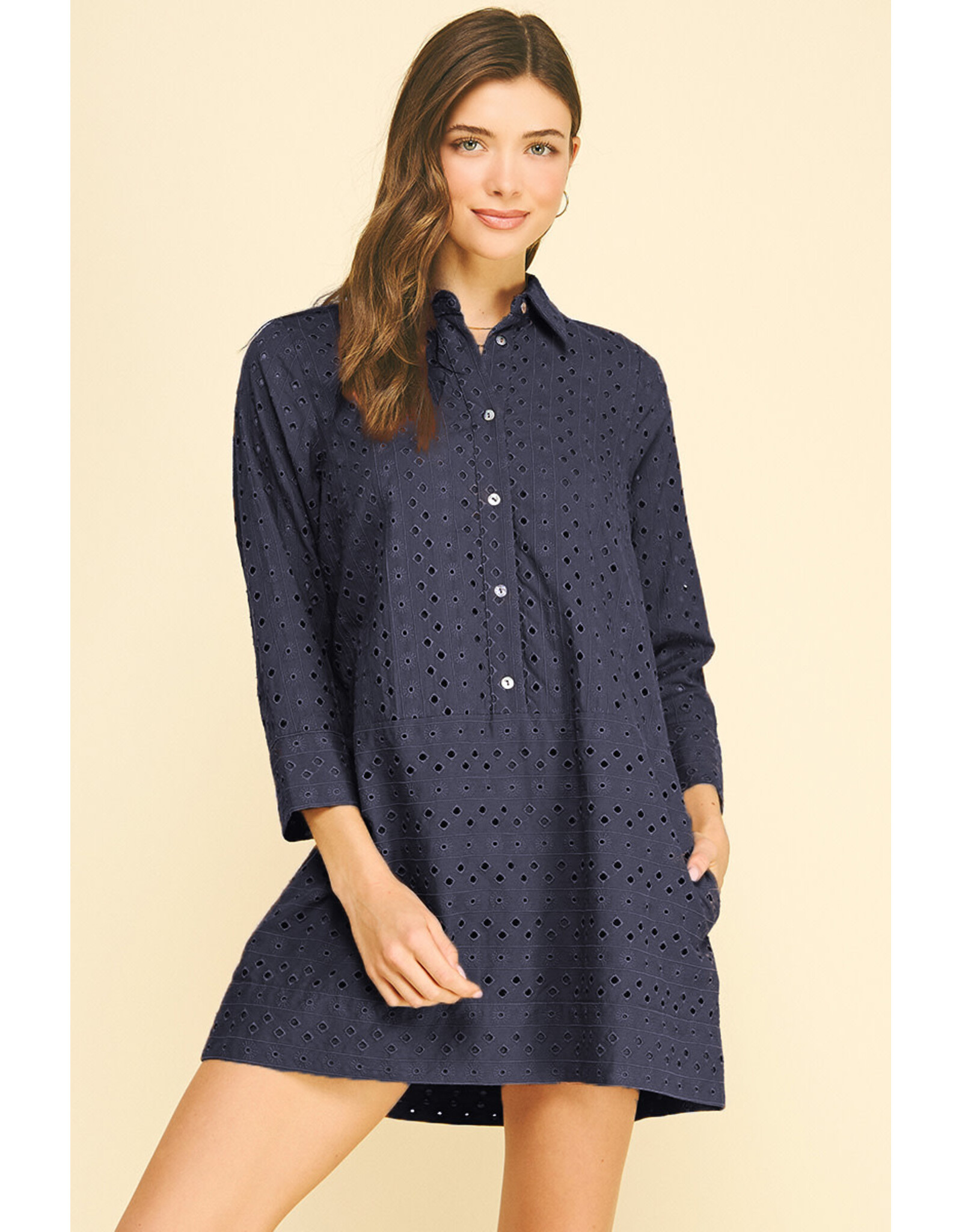 EYELET DETAILED MINI DRESS