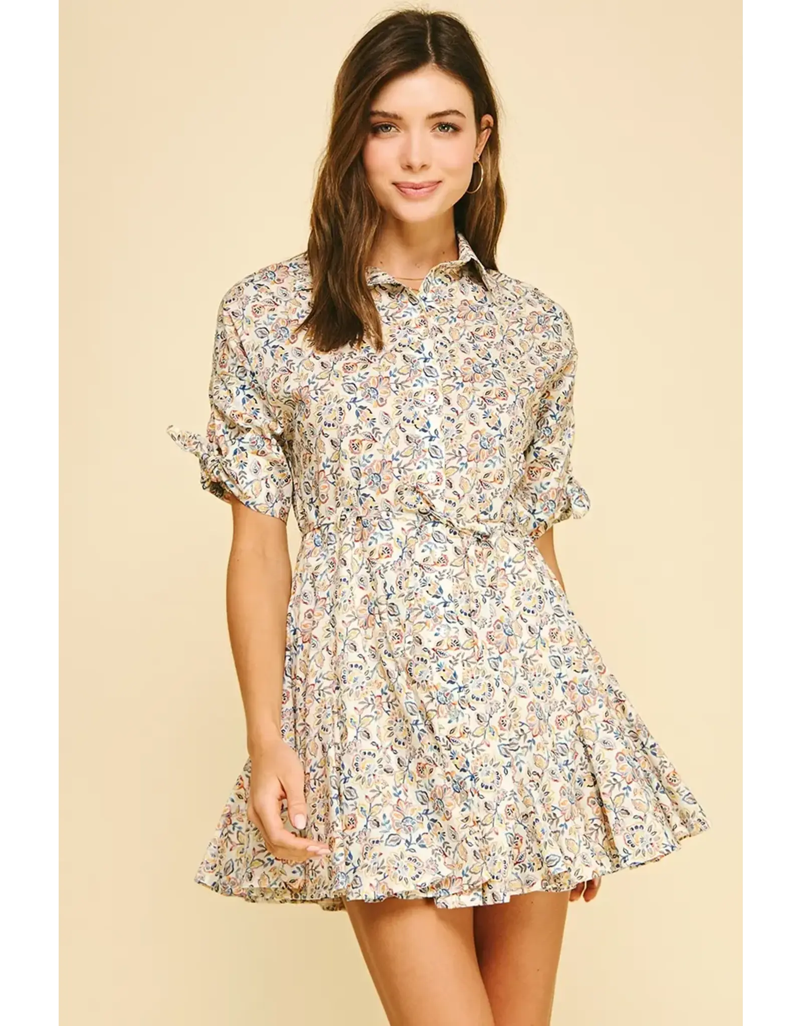 FLORAL BUTTON DOWN MINI DRESS