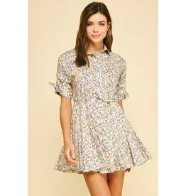 FLORAL BUTTON DOWN MINI DRESS