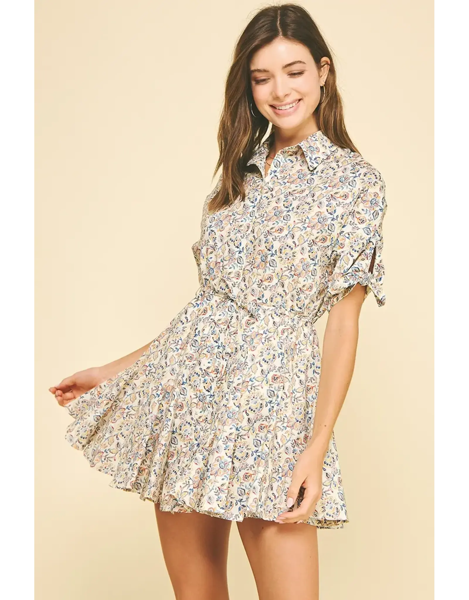 FLORAL BUTTON DOWN MINI DRESS
