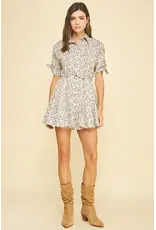 FLORAL BUTTON DOWN MINI DRESS