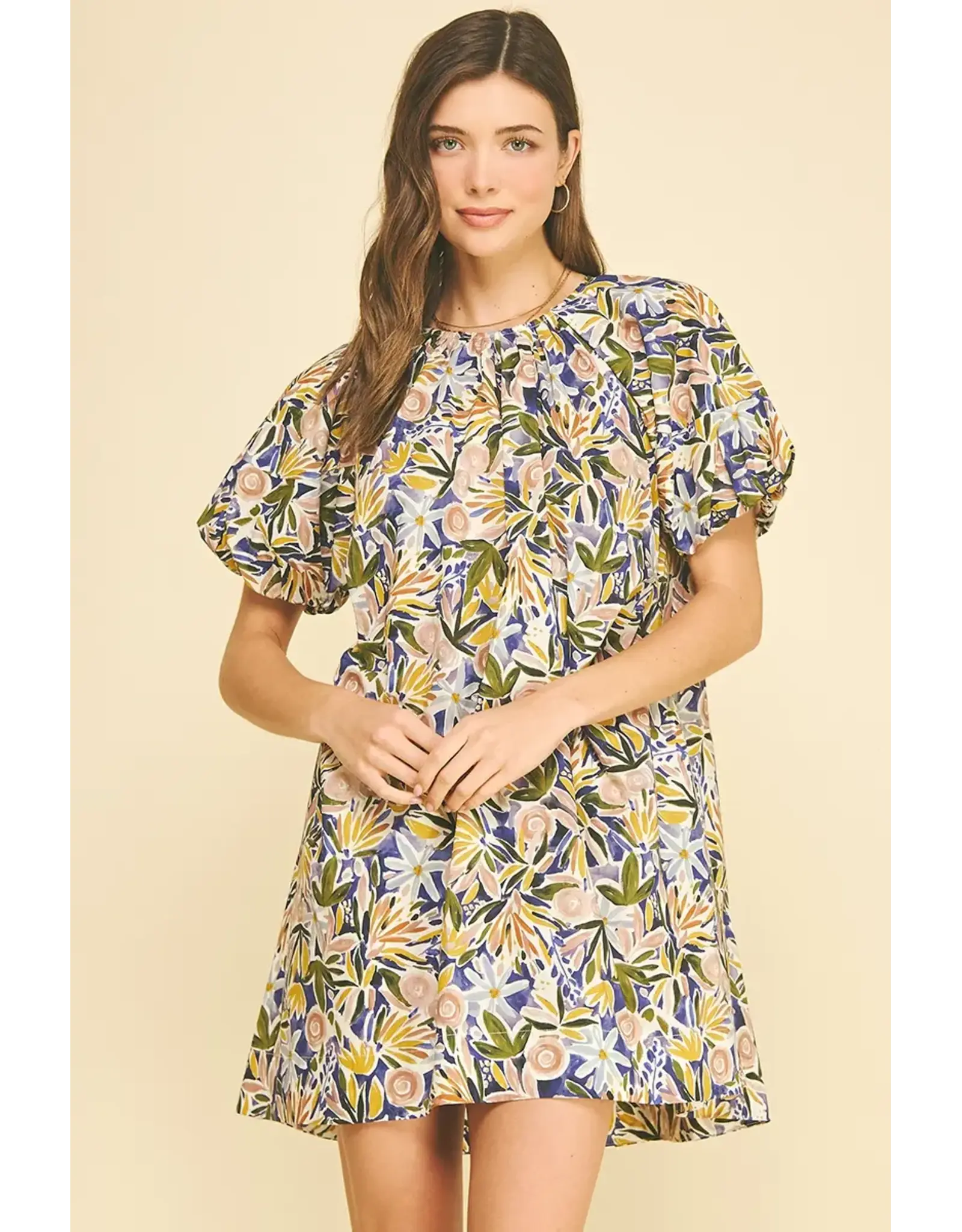 FLORAL TUNIC MINI DRESS