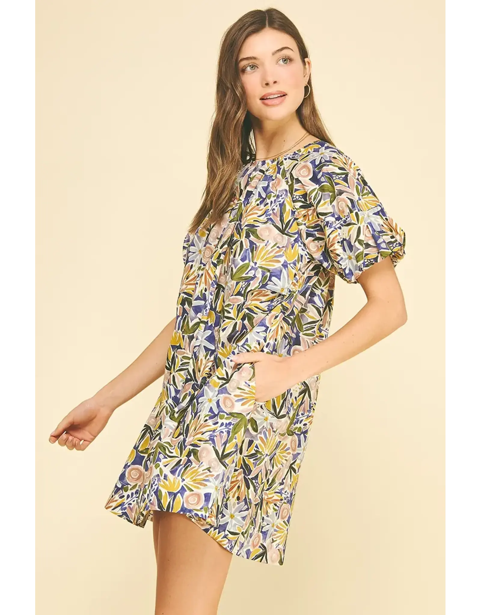 FLORAL TUNIC MINI DRESS