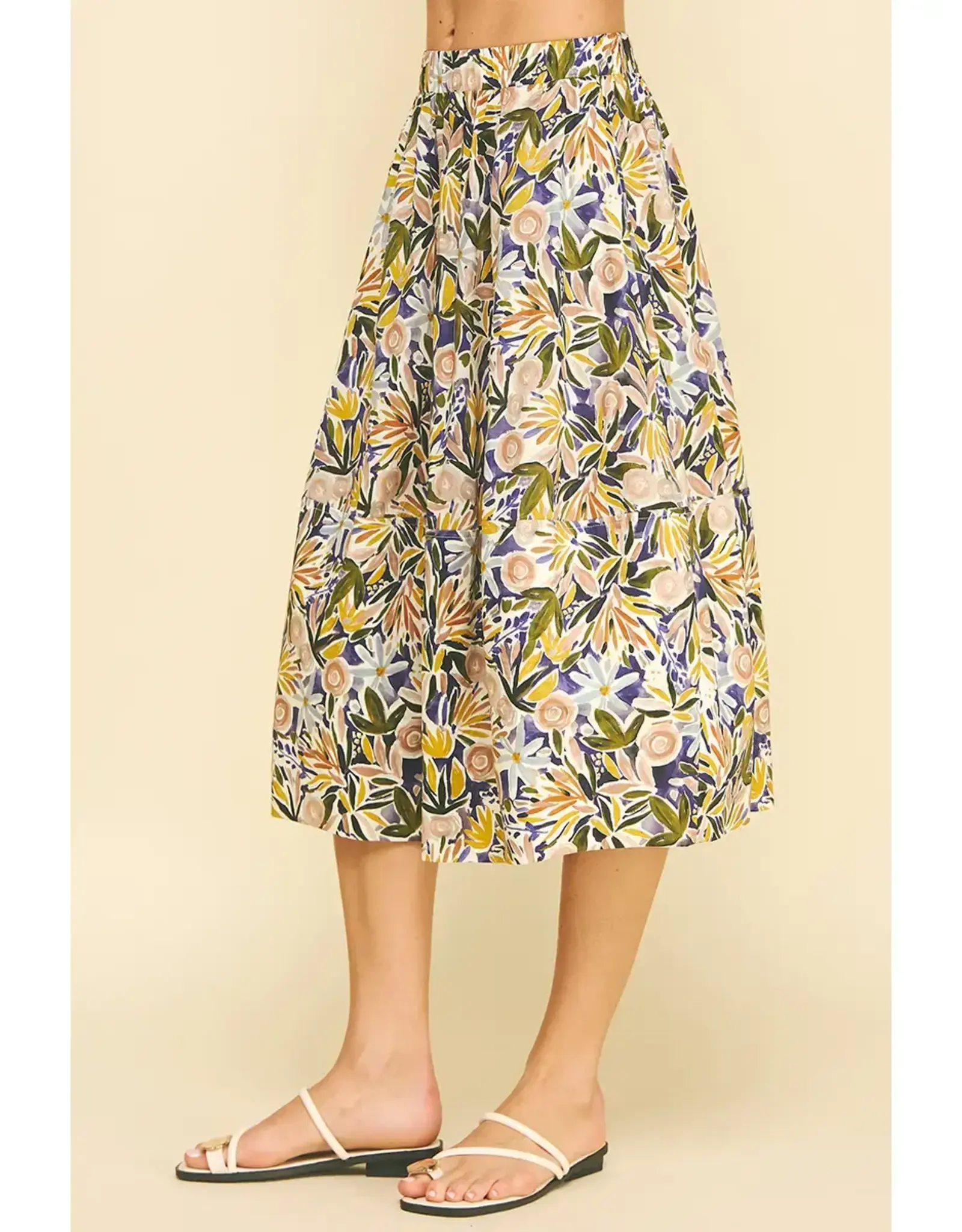 FLORAL PRINT A LINE SKIRT