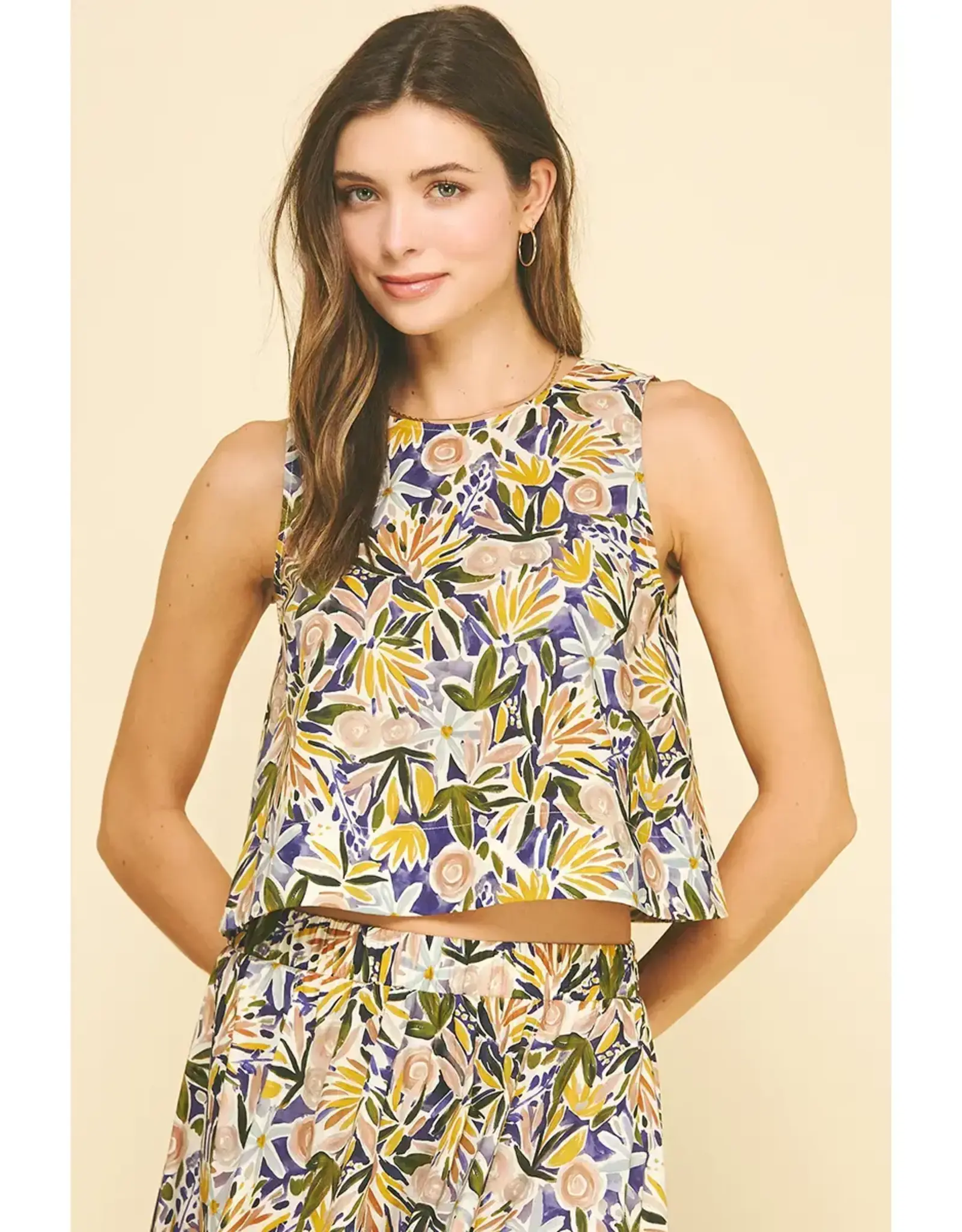 FLORAL PRINT SLEEVELESS TOP