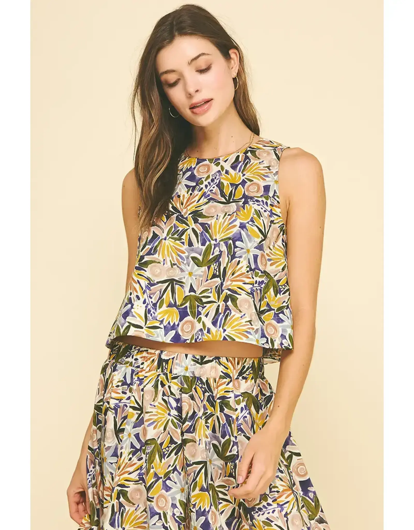 FLORAL PRINT SLEEVELESS TOP