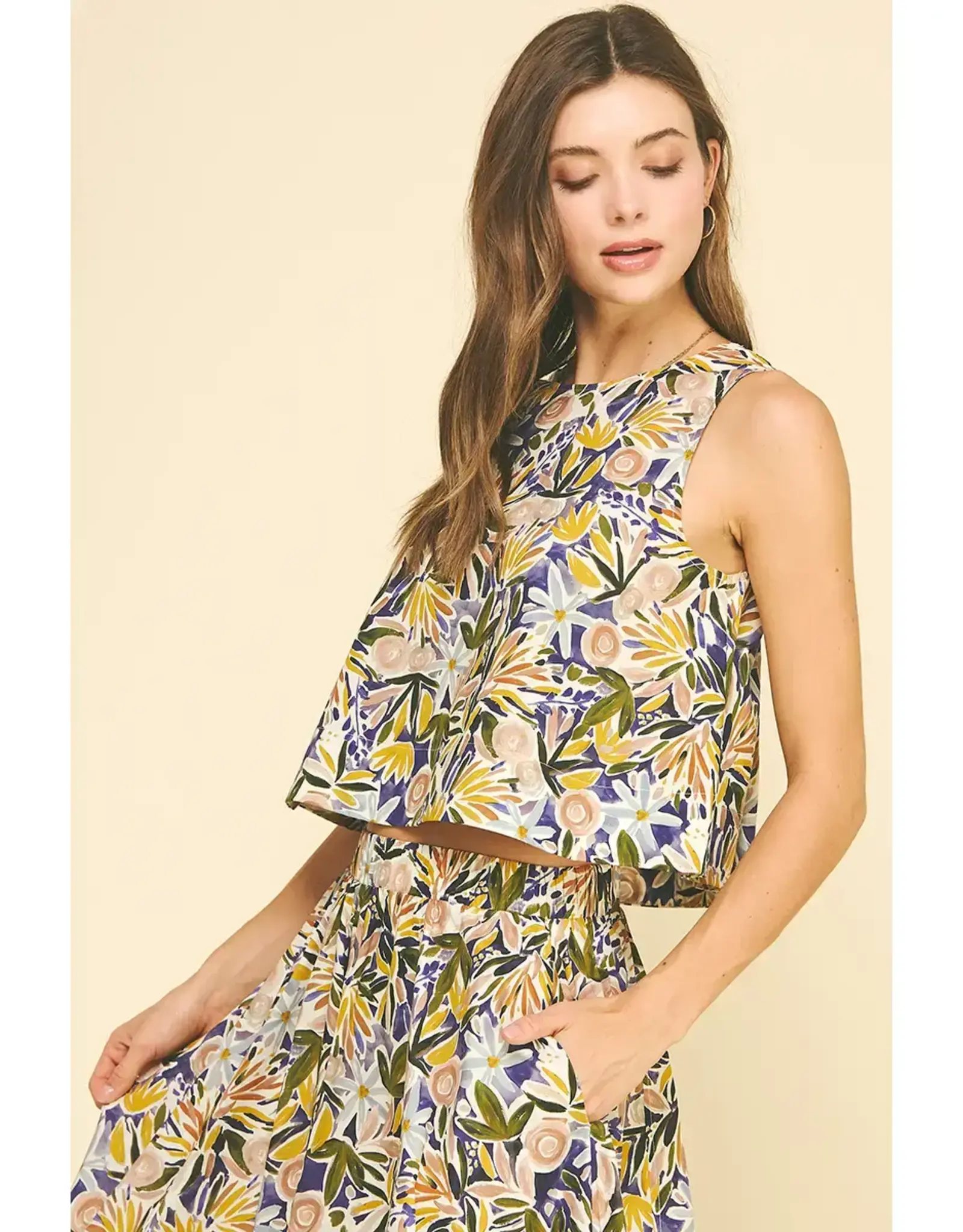 FLORAL PRINT SLEEVELESS TOP