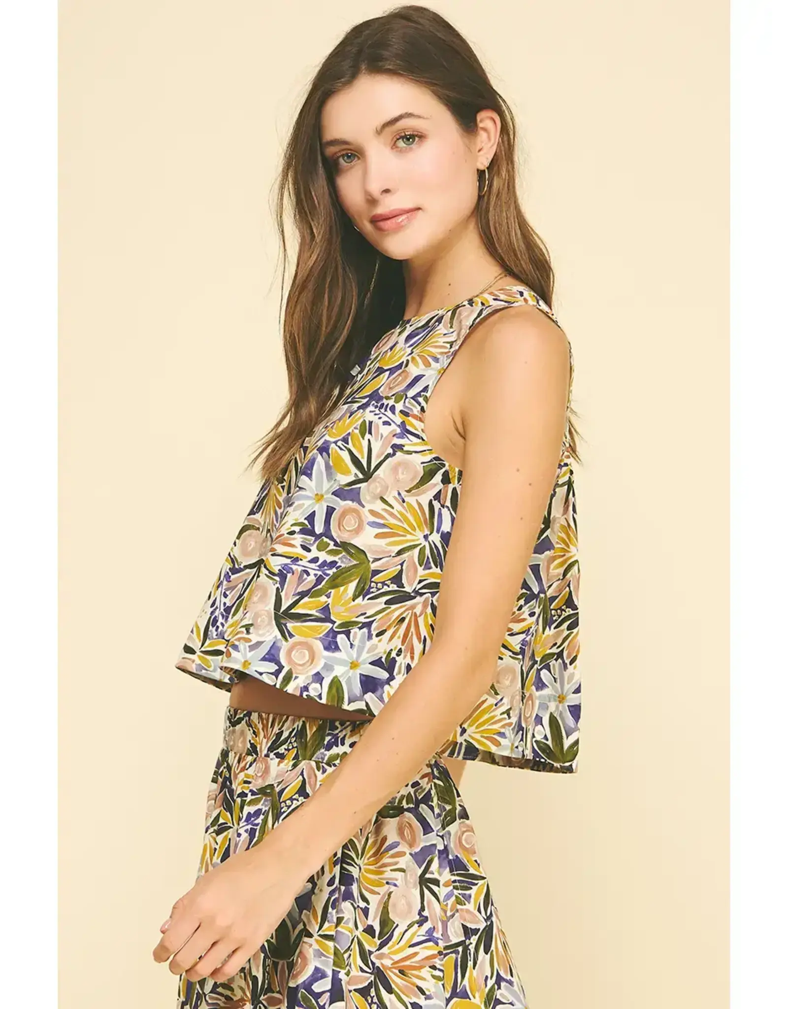 FLORAL PRINT SLEEVELESS TOP