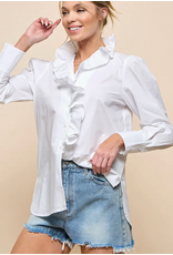 CEZELE ARIA RUFFLE LONG SLEEVE TOP