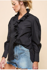 CEZELE ARIA RUFFLE LONG SLEEVE TOP