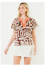 NADIA PATTERN V NECK TOP