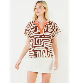 NADIA PATTERN V NECK TOP