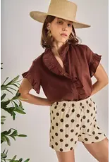 KINSLEY LINEN RUFFLE SHIRT