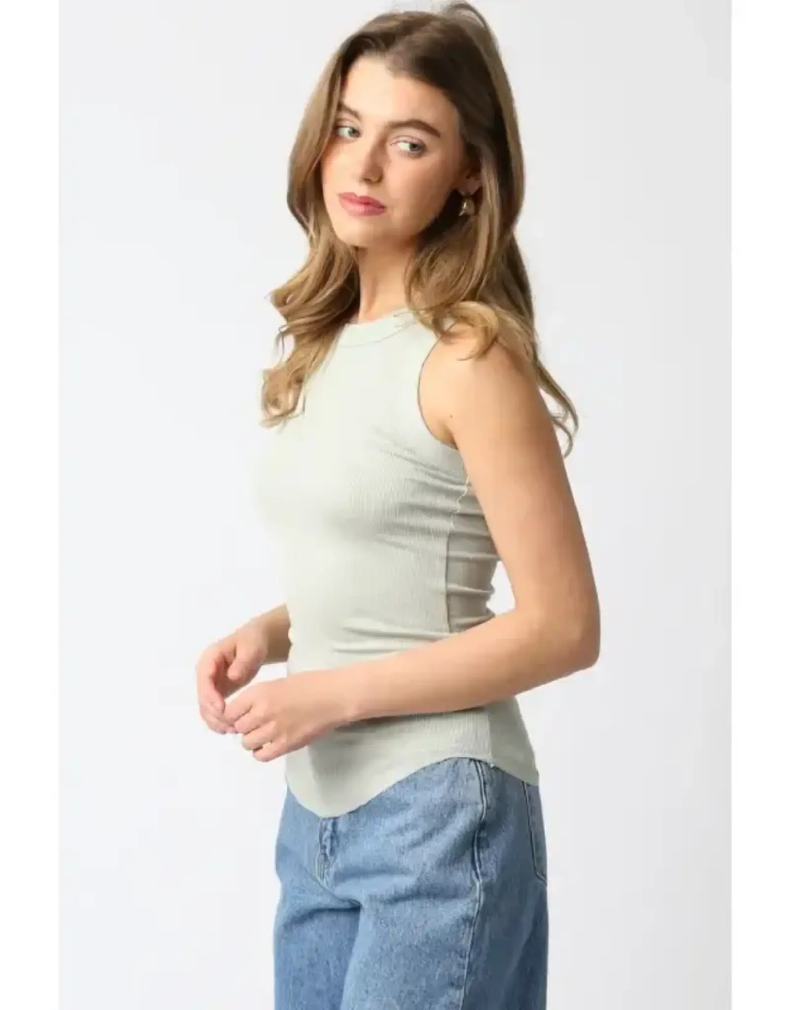 RIBBED HIGH SCOOP NECK TANK