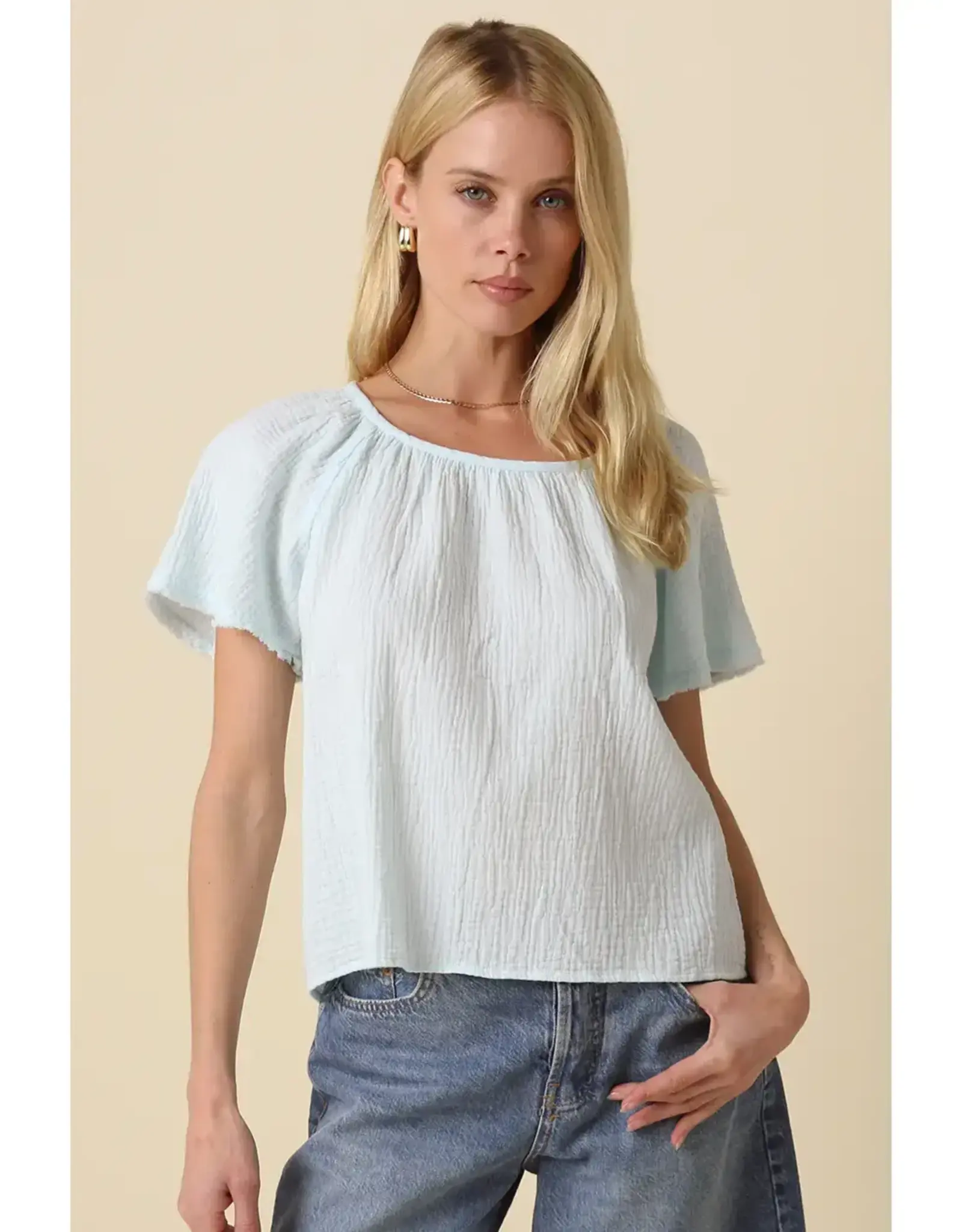 MELINA GATHERED SSLV BLOUSE