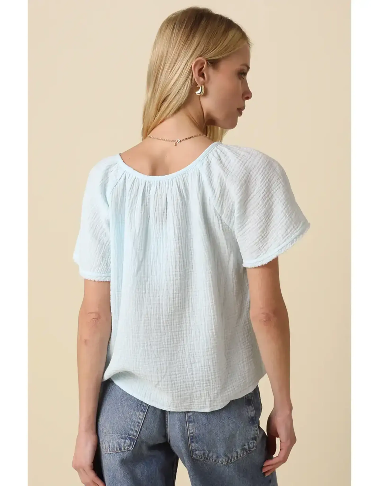 MELINA GATHERED SSLV BLOUSE