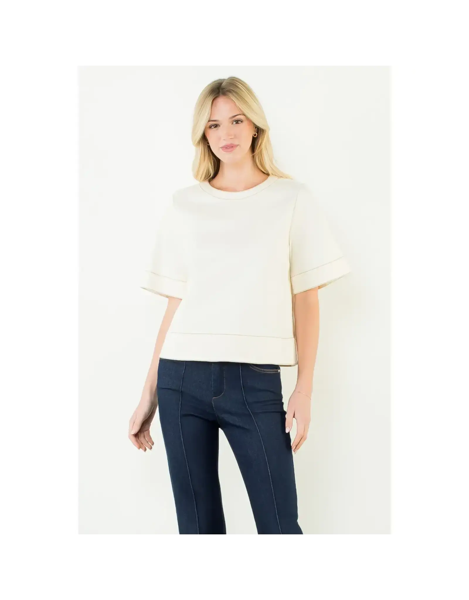 ZOE DENIM CREW NECK TOP