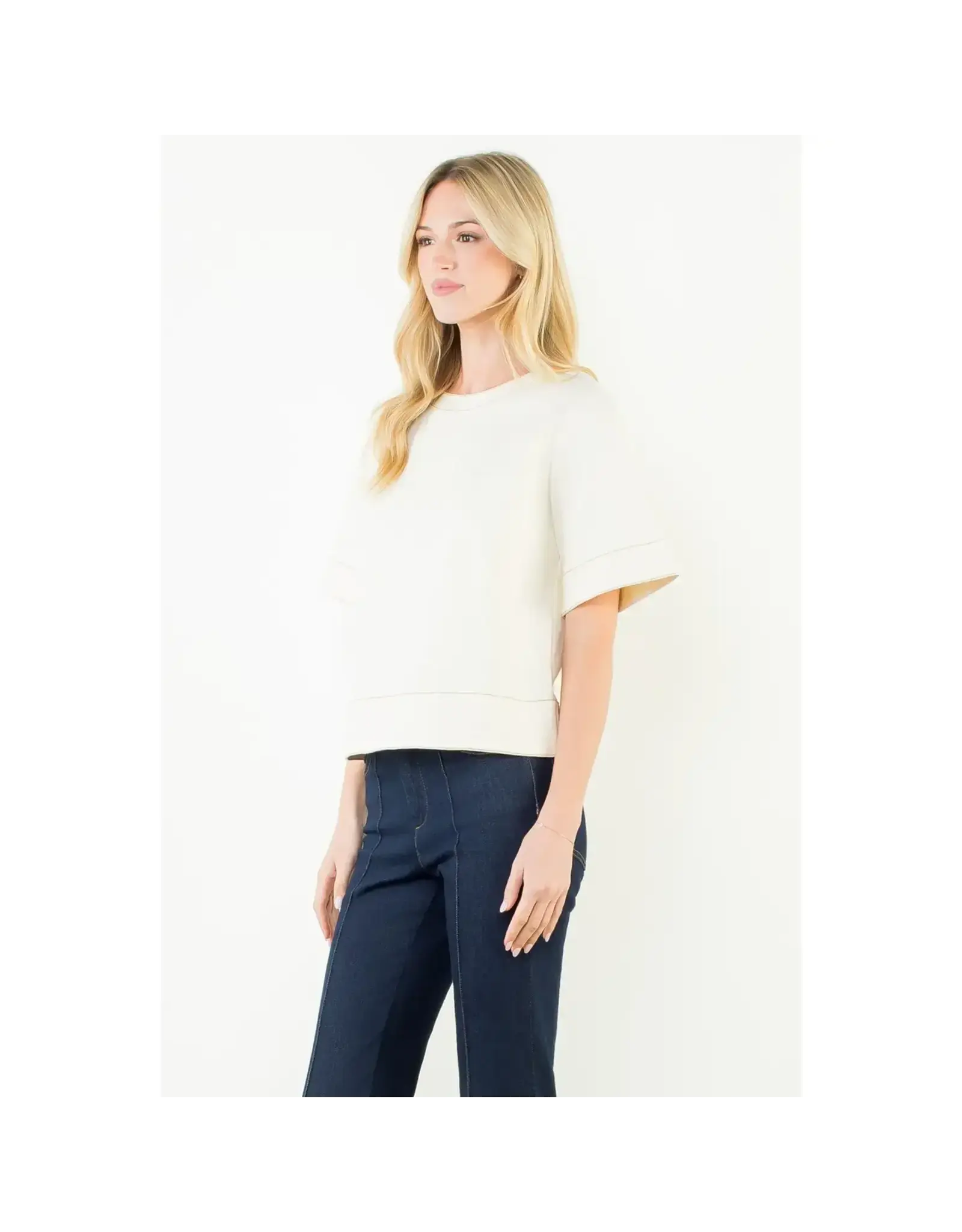 ZOE DENIM CREW NECK TOP