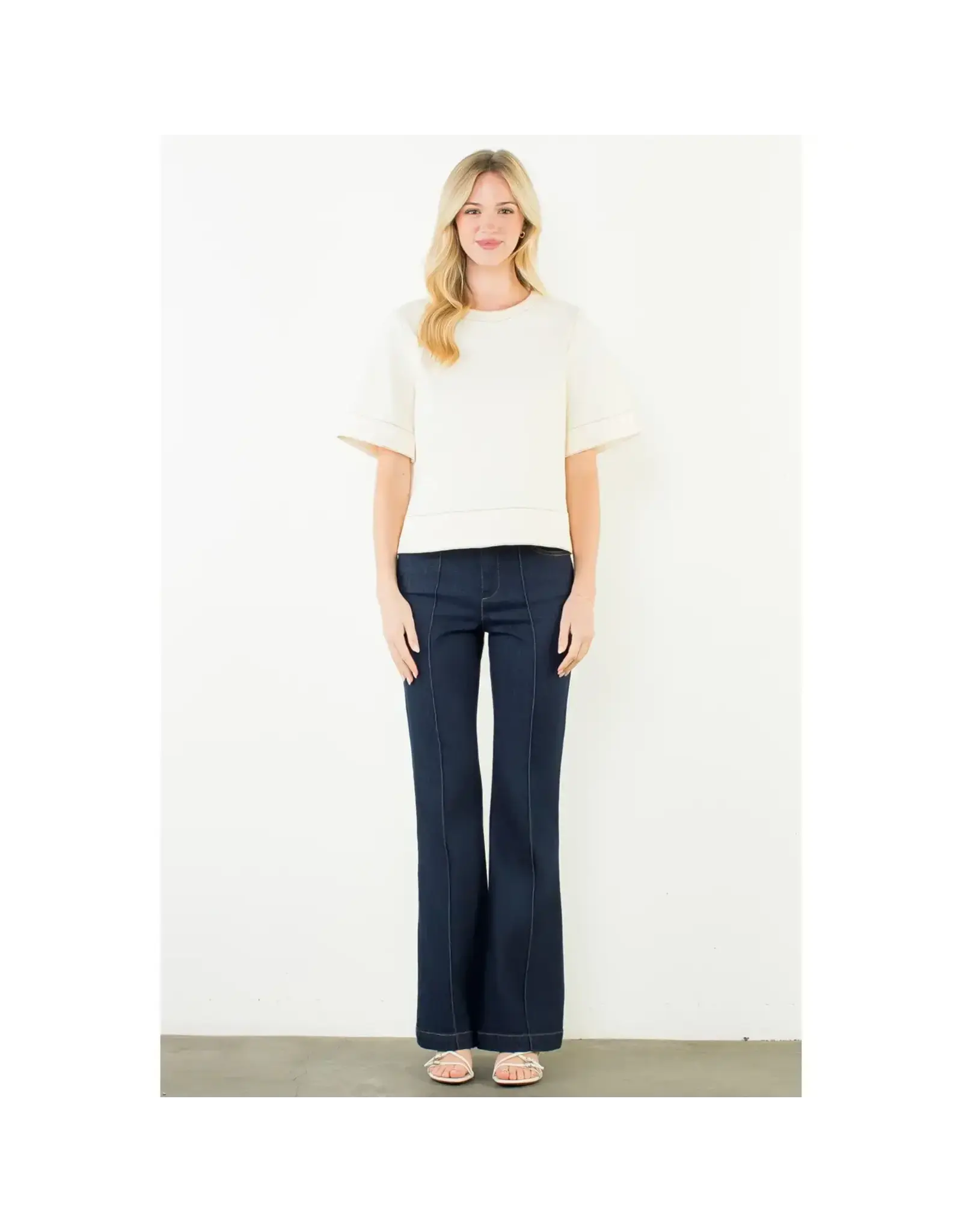 ZOE DENIM CREW NECK TOP