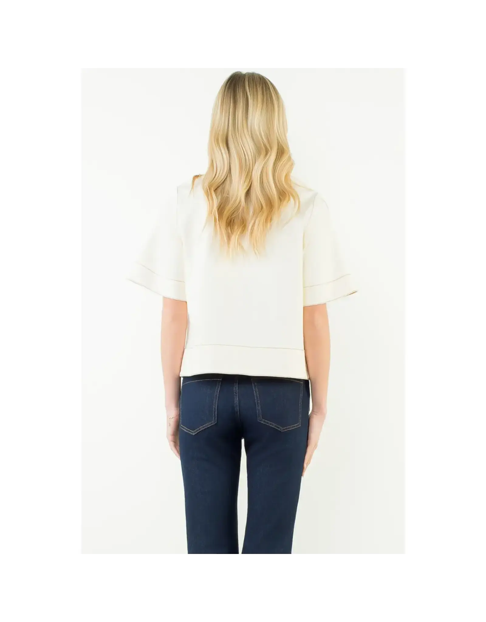 ZOE DENIM CREW NECK TOP