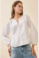SILVER STUD LSLV BLOUSE